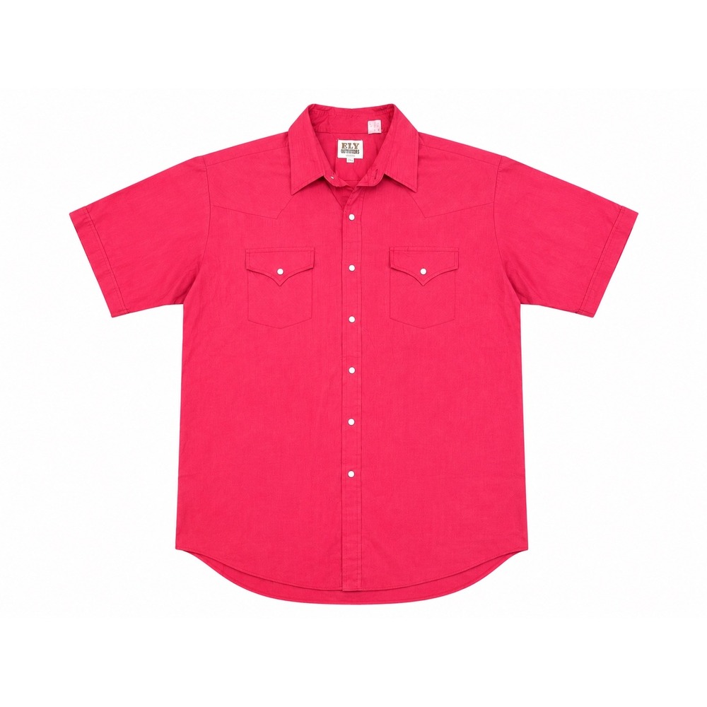 Ely Cattleman Western Shirt Men's XL Red Pearl Snap Short Sleeve Cowboy